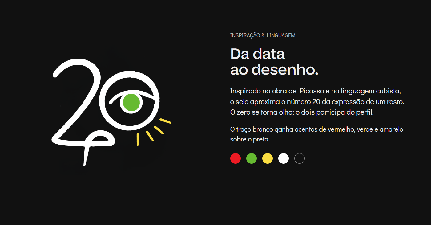 Inspiração cubista, desenho e paleta do selo
